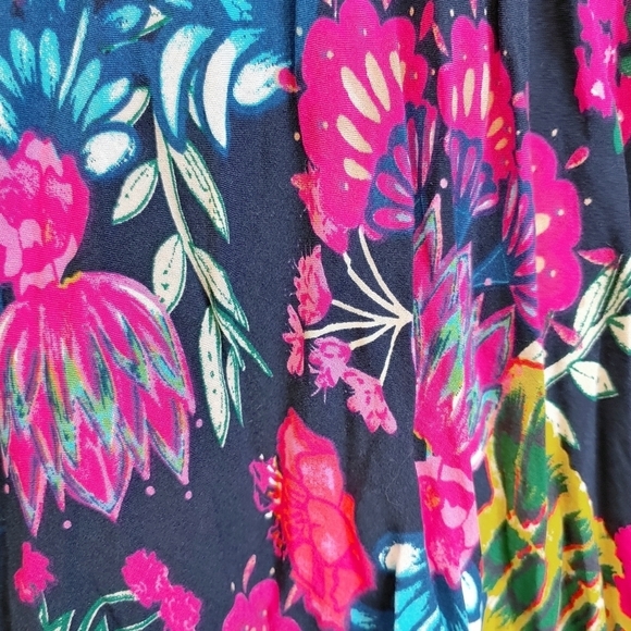 Umgee Floral Tunic Top Mini Dress Sz M Boxy Colorful Summer Vacation Pullover - Picture 5 of 9